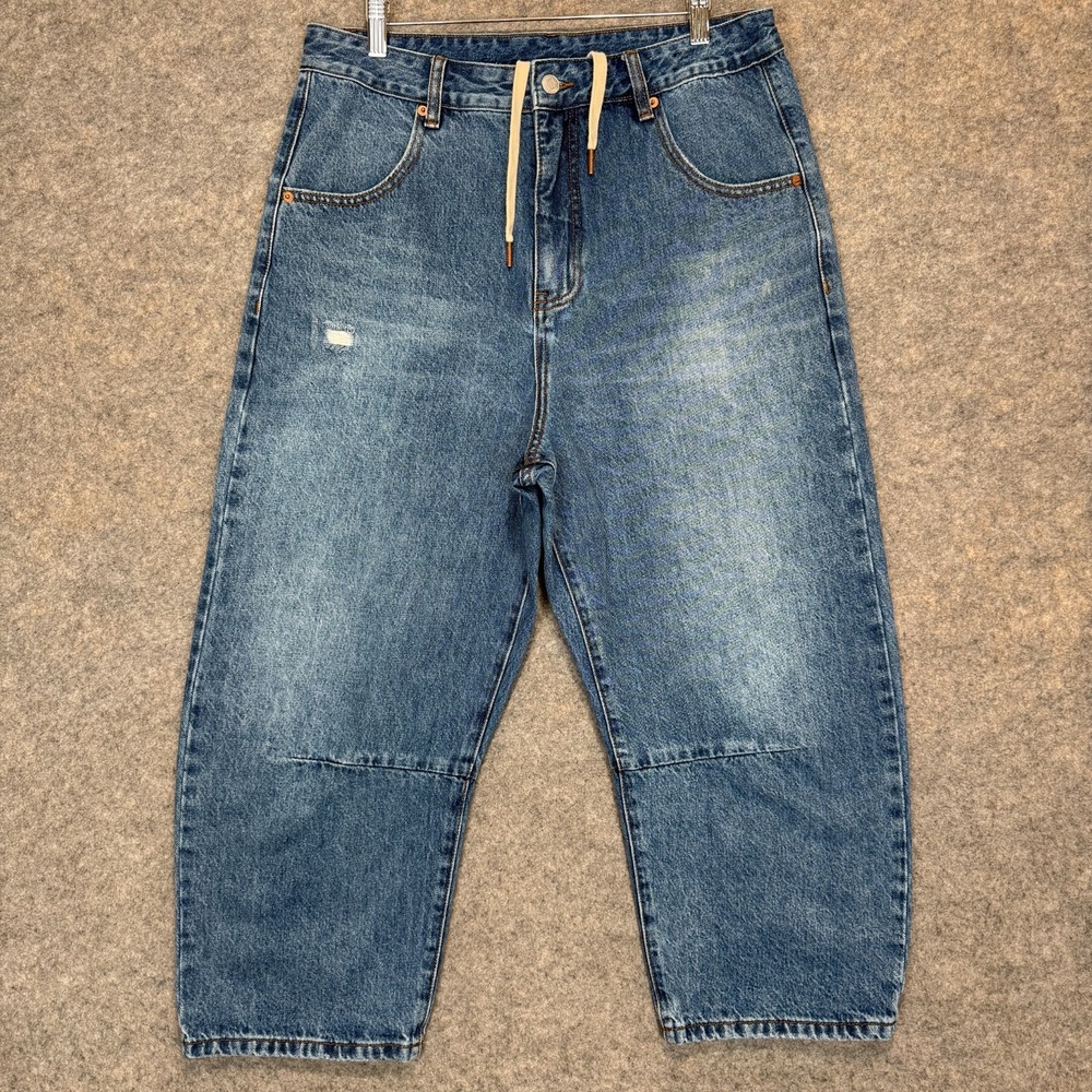 Roucha Dahl Denim Barrel Leg Capri Jeans Womens 8 Medium Relaxed High Rise Curve